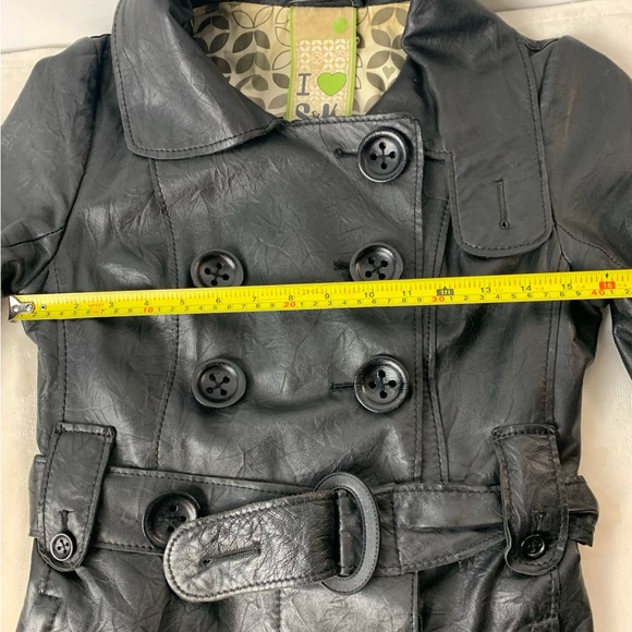 Women’sVintage Sonia & Kyo Black Leather Double-Breasted Jacket - Picture 10 of 11